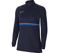 Nike Academy 21 Drill Top - Felpa da Donna, Donna, CV2653-453, Ossidiana/Bianco/Blu/Bianco, XXS