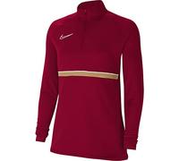 Nike Academy 21 Drill Top - Felpa da Donna, Donna, CV2653-677, Rosso/Bianco/Oro Jersey/Bianco, L