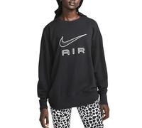 Nike Air FLC Crew Felpa, Nero/Bianco, XS Donna