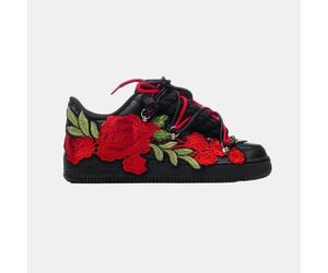 Nike Air Force 1 Black Rope Laces Custom Black Red Roses Rose Rosse