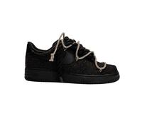 Nike Air Force 1 Custom Black “Glitter” Rope Laces Off Swarovski Glitter Strass Argento Silver Grigi
