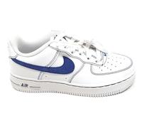 NIKE Air Force 1 HJ4563 100 White/Deep Royal Blue,Scarpe Sportive in Pelle, Bianco/Blu,Suola Ammortizzata (Bianco, Sistema Taglie Calzature EU, Adolescente, Numero, Media, 38)