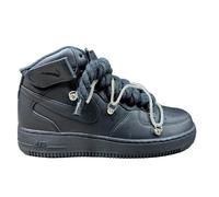 Nike Air Force 1 Mid Custom Black Rope Laces Off Glitter Swarovski Strass Argento Silver Grigi