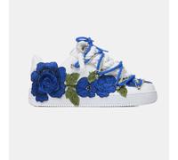 Nike Air Force 1 White Rope Laces Custom White Blue Roses Rose Blu
