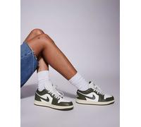 Nike - Air Jordan 1 Low - Sneakers basse color kaki e bianco-Verde WM 5.5