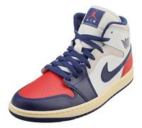 Nike AIR JORDAN 1 MID Mens Fashion Trainers Bianco Blu Rosso - 42.5 EU