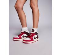 Nike - Air Jordan 1 Mid - Sneakers alte bianche e rosse-Bianco WM 9.5
