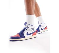 Nike Air - Jordan 1 Mid - Sneakers alte bianche, rosse e blu-Bianco MW 10