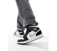 Nike - Air Jordan 1 Mid - Sneakers alte color bianco, nero e argento MW 14