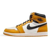 NIKE Air Jordan 1 Retro High OG 'Yellow Ochre' - Sneaker Heritage in pelle di alta qualità, Antracite Bianco Nero, 44 EU