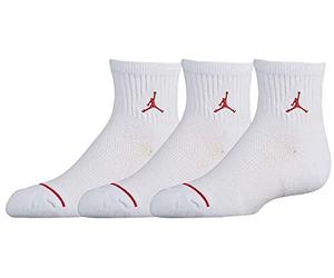 NIKE Air Jordan Jumpman Quarter Socks 3 Pack - Boys' Grade School (7-9 (Shoe 3Y-5Y), White)