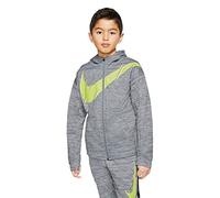 Nike B Nk Therma FZ GFX Felpa, Bambino, Smoke Grey/Htr/Lemon Venom, L