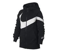 Nike B NSW HBR Hoodie FZ FT STMT Felpa Full Zip, Bimbo, Black/Black/White/Black, XS