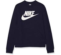 Nike B NSW LS Crew Club FLC Hbr T-Shirt A Manica Lunga, Bambino, Obsidian/White, XL