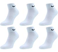Nike Calzini corti da uomo e donna, in set da 6 paia, calzini One Quater con lunghezza fino alla caviglia, taglia 34, 36, 38, 40, 42, 44, 46, 48, 50, di colore bianco, bianco
