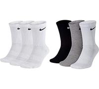 Nike Calzini “U NK Everyday Cush Crew”, di colore bianco, nero e grigio, in confezione da 3 paia Bianco, grigio, nero. 42-46