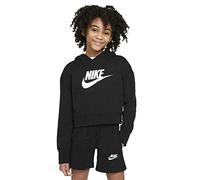 Nike Cluft Crop Hbr Felpe con Cappuccio Black/White S
