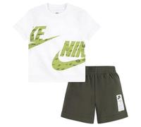 Nike COMPLETO BIMBO B NSW CLUB SLPTY FT SHORT SET CARGO 66L775 (BIANCO, 12 MONTHS)