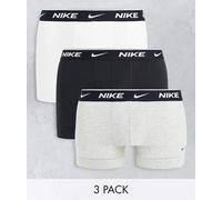 Nike Everyday Cotton Stretch Trunks 3Pk da Uomo White/Grey Heather/Black L