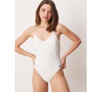 Nike - Costume da bagno intero in spugna bianco con scollo a V L