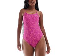 Nike - Costume da bagno tecnico aderente color rosa fucsia con stampa e cut-out-Blu 28