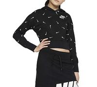 NIKE Crop AOP - Felpa con Cappuccio per Bambini, Unisex, Unisex - Bambini, Felpa con Cappuccio per Bambini, CZ2566, Nero/Bianco/Grigio Fumo, S