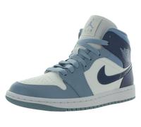 Nike Donna Air Jordan 1 Mid Scarpe Sneaker, Vela/Blu Grigio/Bianco/Blu Diffuso, 35.5 EU