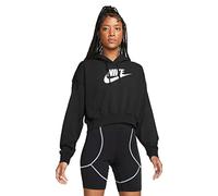 NIKE DQ5850-010 W NSW Club FLC GX Crop HDY Maglia Lunga Donna Black/White Taglia XS-S