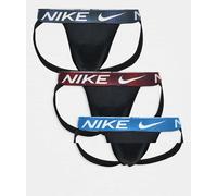 Nike - Dri-FIT Essential - Confezione da 3 sospensori in microfibra neri con fascia in vita a contrasto-Nero XL