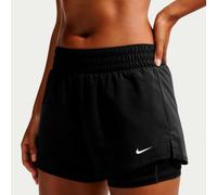 Nike Dri - Fit One Mid Rise 2in1 3in Pantaloncini Donna nero, bianco