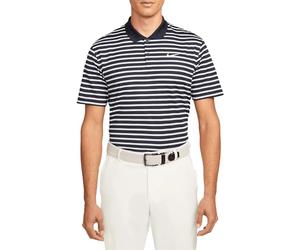 Nike Dri-FIT Victory - Polo da golf a righe, taglia L, da uomo, nero (Obsidian)
