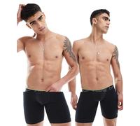 Nike - Elite - Confezione da 2 paia di boxer taglio lungo neri in cotone elasticizzato-Nero S