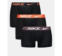 Nike - Essential - Confezione da 3 boxer aderenti in microfibra neri con fascia in vita arancione/marrone/nera-Nero 46