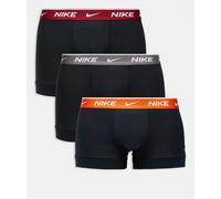 Nike - Essential - Confezione da 3 boxer aderenti neri con fascia arancione/rossa/grigia-Nero 48