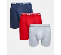 Nike - Essential - Confezione da 3 boxer in cotone color blu navy/rosso/grigio-Multicolore 48