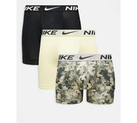 Nike - Essential - Confezione da 3 boxer in microfibra mimetici/lime/neri-Multicolore 48