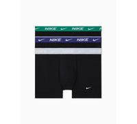 Nike - Essential - Confezione da 3 paia di boxer aderenti in cotone nero con elastico in vita grigio/viola/verde 50
