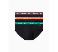 Nike - Essential - Confezione da 3 slip in cotone nero con elastico in vita verde/arancione/marrone 50
