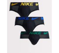 Nike - Essential - Confezione da 3 slip in microfibra neri con fascia in vita con logo colorato-Nero 54