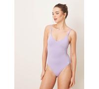 Nike - Essential - Costume da bagno intero viola con scollo a V XS