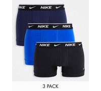 Nike - Essential Cotton Stretch - Confezione da 3 paia di boxer aderenti nero/blu navy/blu con elastico in vita-Multicolore L