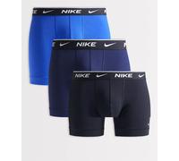 Nike - Essential Cotton Stretch - Confezione da 3 paia di boxer in cotone elasticizzato neri/blu navy/blu con elastico in vita-Multicolore 54