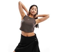 Nike - Essential - Crop top senza maniche marrone barocco a coste L