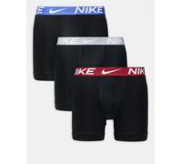 Nike - Essential Microfibre - Confezione da 3 boxer neri con fascia in vita rossa/grigia/viola-Nero 46