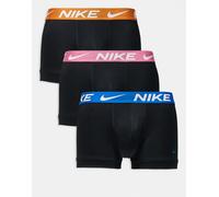 Nike - Essential Microfibre - Confezione da 3 paia di boxer aderenti neri con elastico in vita blu/rosa/arancione-Nero 46