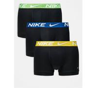 Nike - Essential Microfibre - Confezione da 3 paia di boxer aderenti neri con elastico in vita giallo/verde/blu-Nero 50