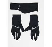 Nike - Essential - Set nero con fascia per capelli e guanti XS-S