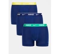 Nike - Everyday - Confezione da 3 boxer aderenti in cotone elasticizzato blu con fascia in vita blu / gialla / verde L