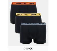 Nike - Everyday - Confezione da 3 paia di boxer aderenti neri Cotton Stretch con elastico in vita a contrasto-Nero S