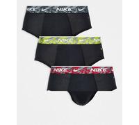 Nike - Everyday - Confezione da 3 slip neri in cotone elasticizzato con fascia in vita gialla, grigia e rossa-Nero XL